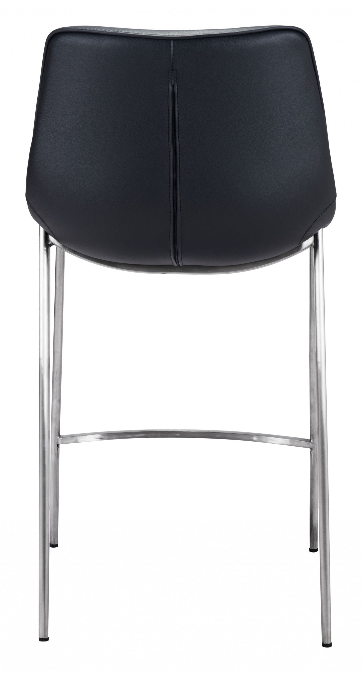 HomeRoots 26" Black And Silver Steel Low Back Counter Height Bar Chairs in Set of Two