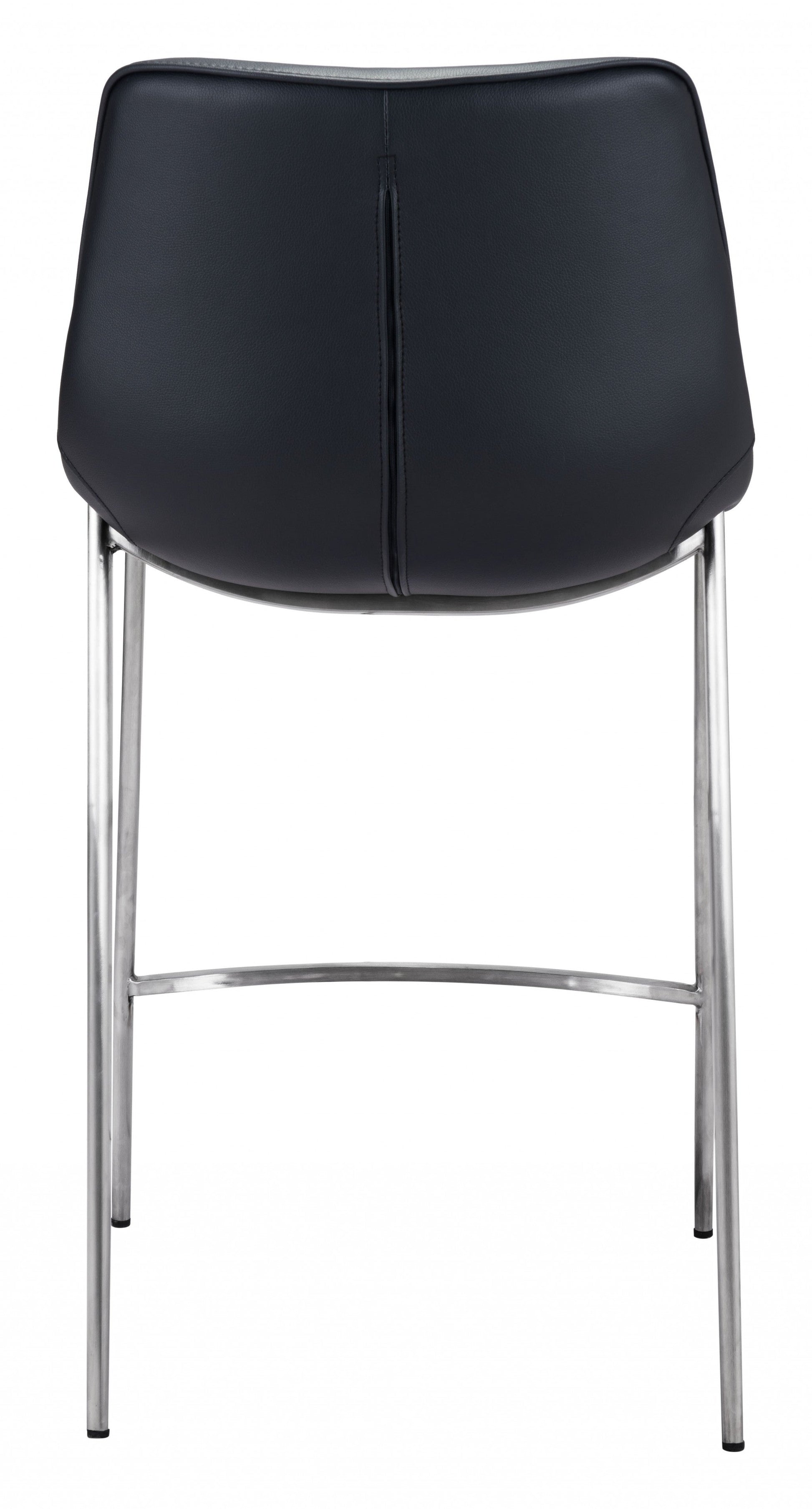 HomeRoots 26" Black And Silver Steel Low Back Counter Height Bar Chairs in Set of Two
