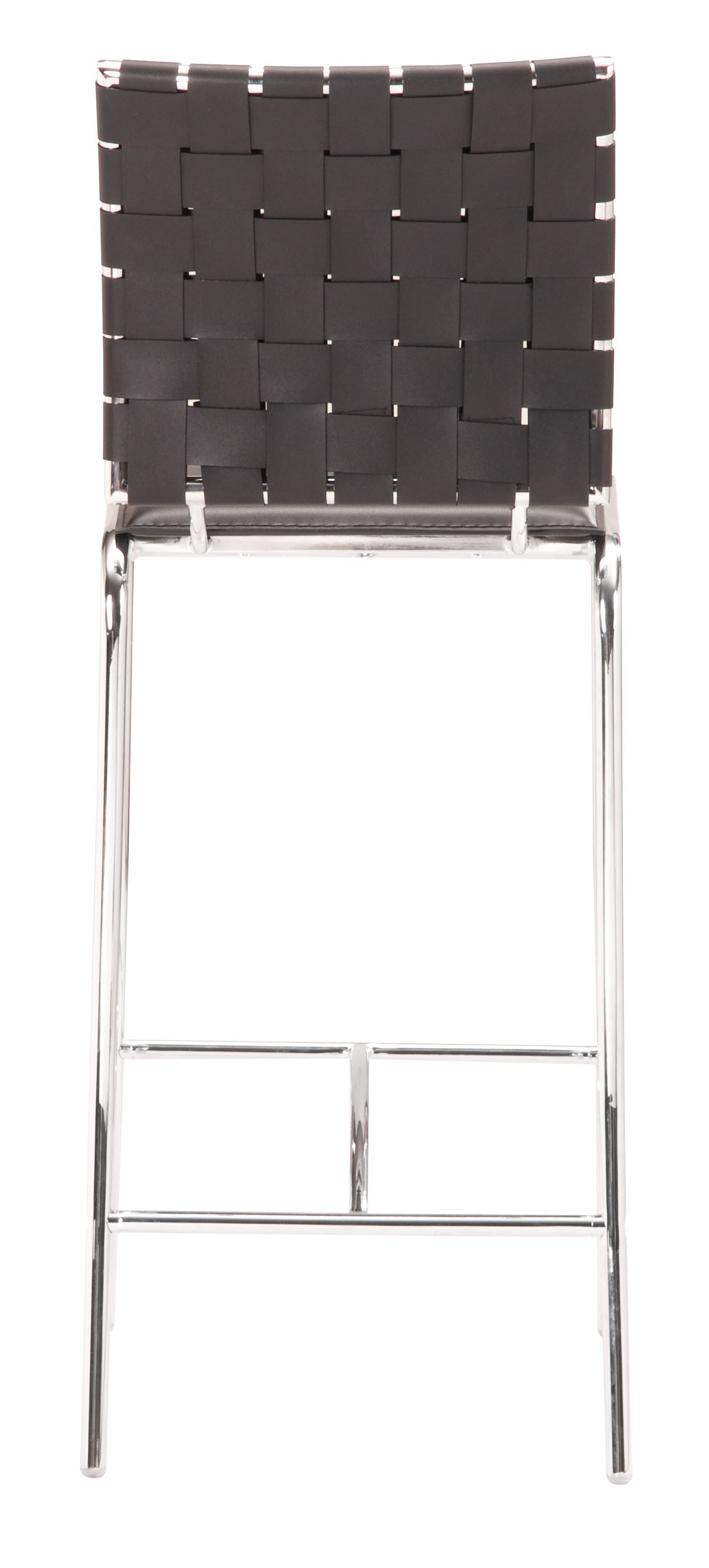 HomeRoots 26" Black And Silver Steel Low Back Counter Height Bar Chairs in Set of Two