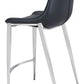 HomeRoots 26" Black And Silver Steel Low Back Counter Height Bar Chairs in Set of Two