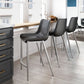 HomeRoots 26" Black And Silver Steel Low Back Counter Height Bar Chairs in Set of Two