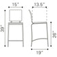 HomeRoots 26" Black And Silver Steel Low Back Counter Height Bar Chairs in Set of Two