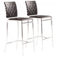 HomeRoots 26" Black And Silver Steel Low Back Counter Height Bar Chairs in Set of Two