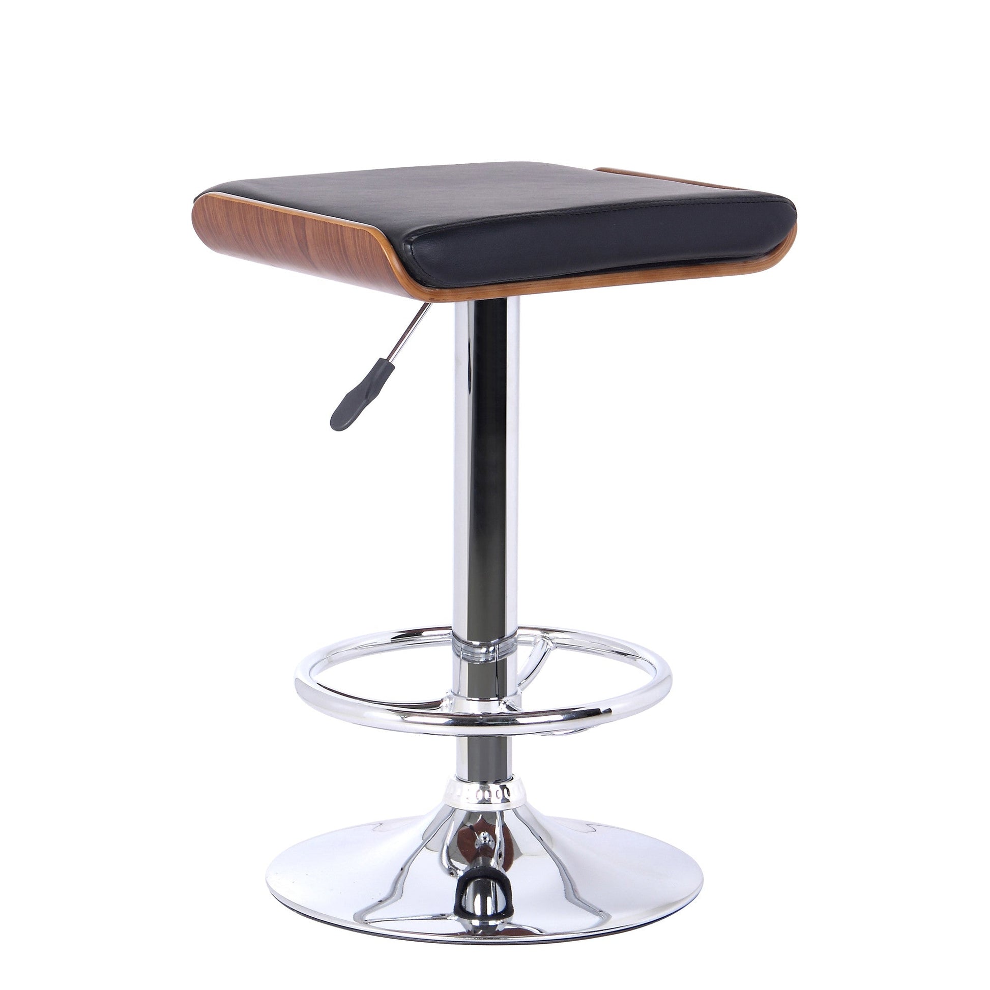 HomeRoots 26" Black Faux Leather Chrome Finished Bar Stool