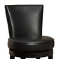 HomeRoots 26" Black Faux Leather Round Seat Black Wood Swivel Armless Bar Stool