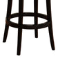 HomeRoots 26" Black Faux Leather Round Seat Black Wood Swivel Armless Bar Stool
