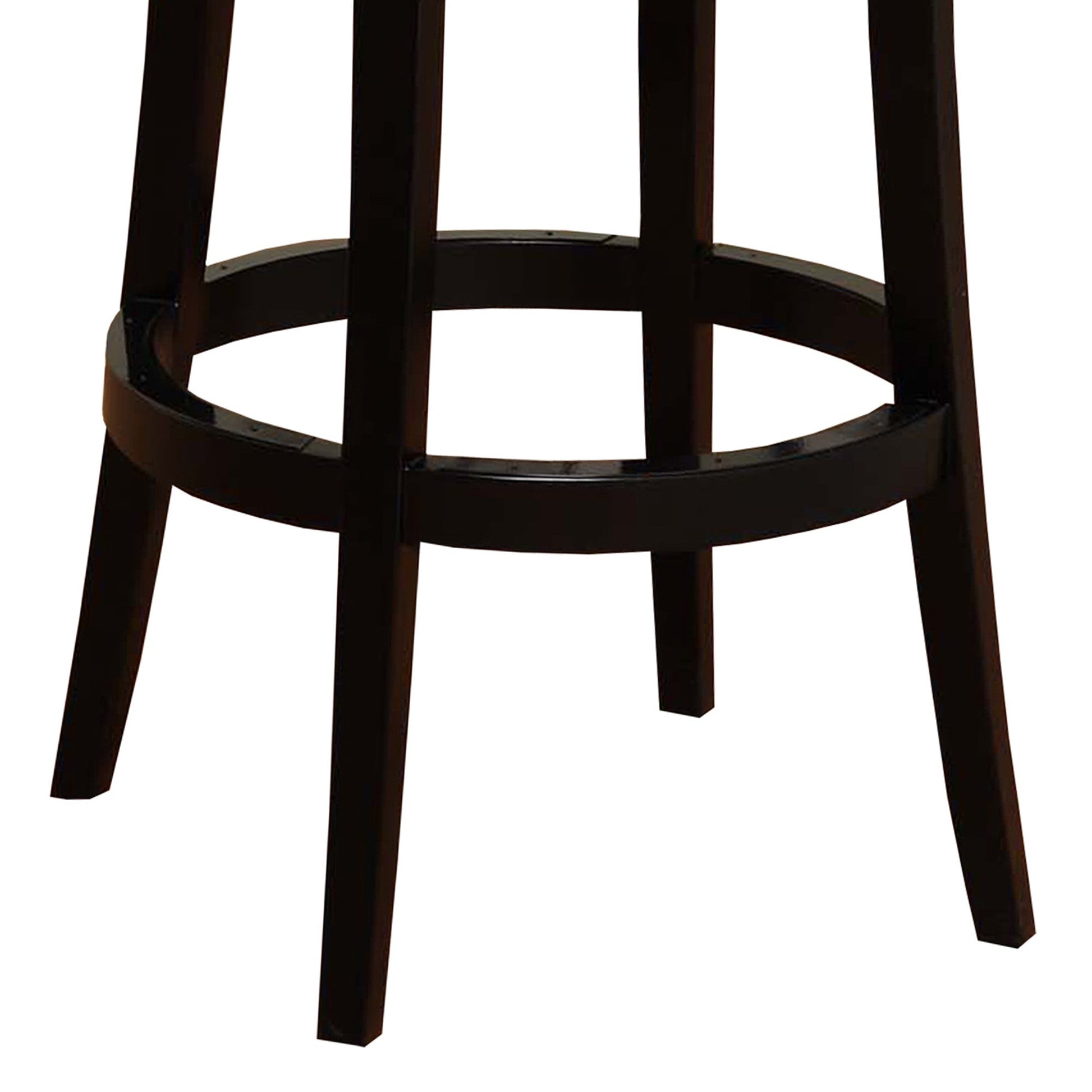 HomeRoots 26" Black Faux Leather Round Seat Black Wood Swivel Armless Bar Stool