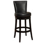 HomeRoots 26" Black Faux Leather Round Seat Black Wood Swivel Armless Bar Stool