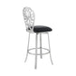 HomeRoots 26" Black Faux Leather Scroll Brushed Stainless Steel Swivel Bar Stool