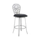 HomeRoots 26" Black Faux Leather Scroll Brushed Stainless Steel Swivel Bar Stool