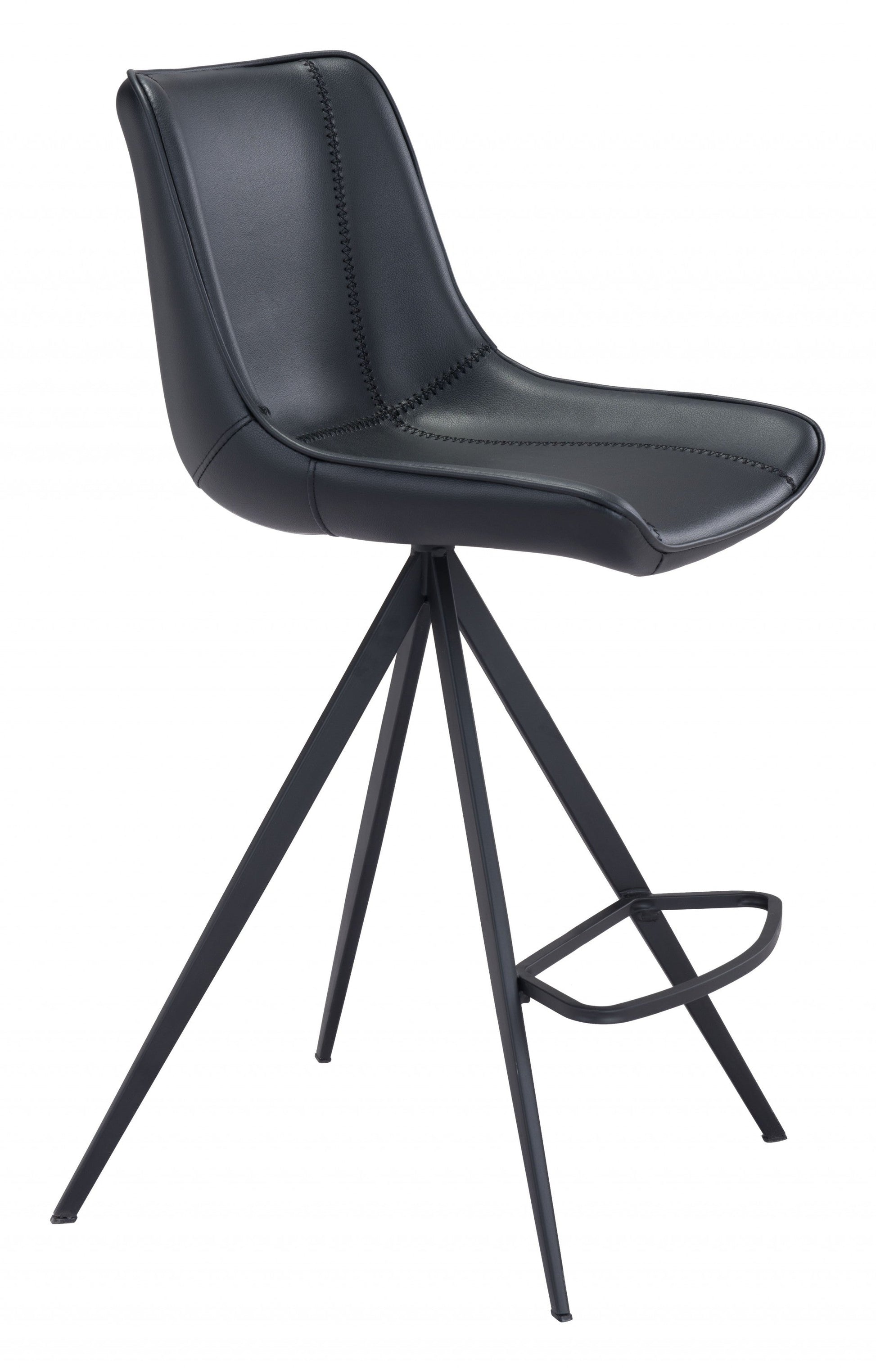 HomeRoots 26" Black Steel Low Back Counter Height Bar Chairs in Set of Two