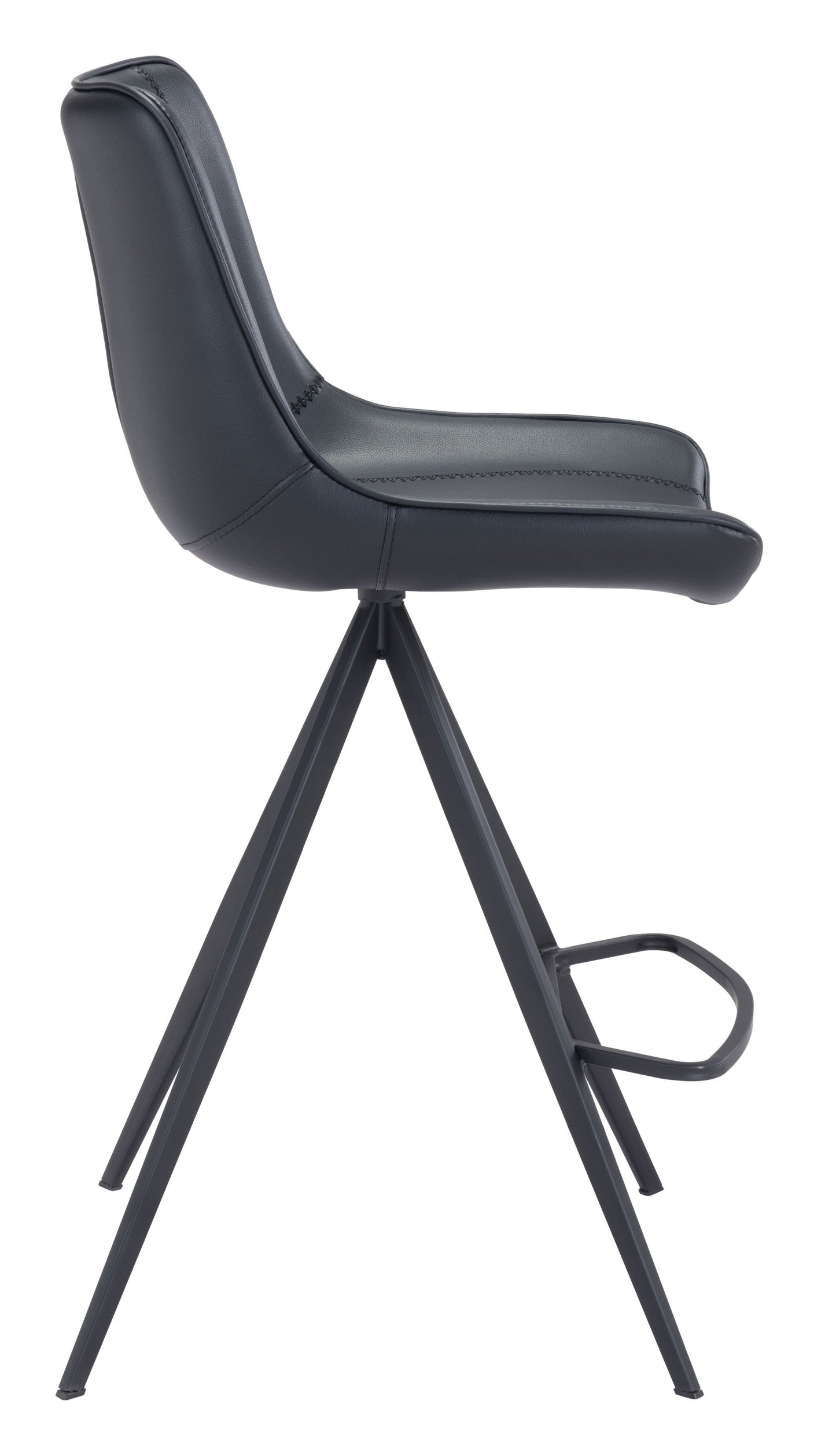 HomeRoots 26" Black Steel Low Back Counter Height Bar Chairs in Set of Two