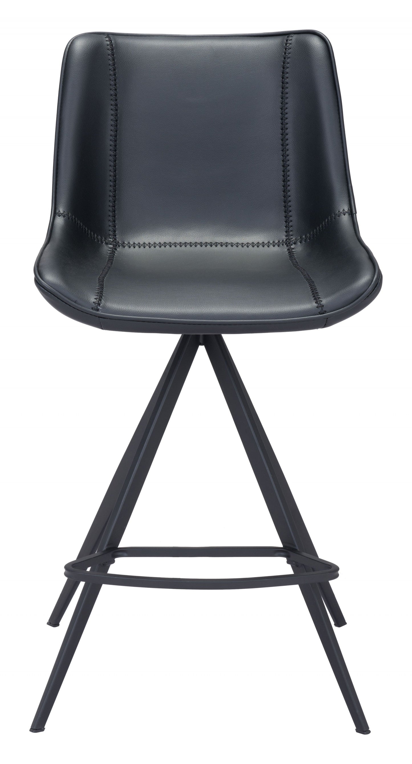 HomeRoots 26" Black Steel Low Back Counter Height Bar Chairs in Set of Two
