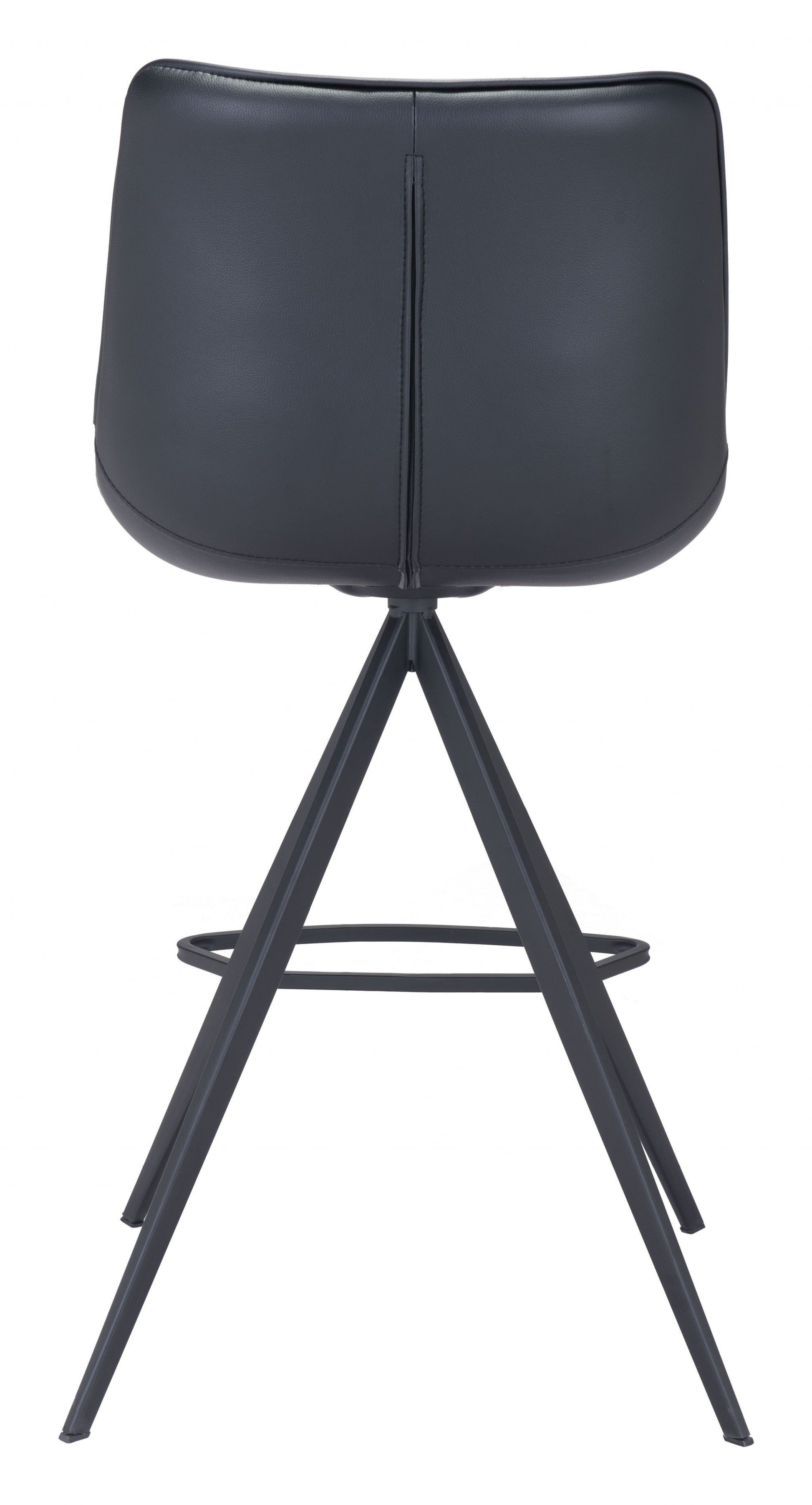 HomeRoots 26" Black Steel Low Back Counter Height Bar Chairs in Set of Two