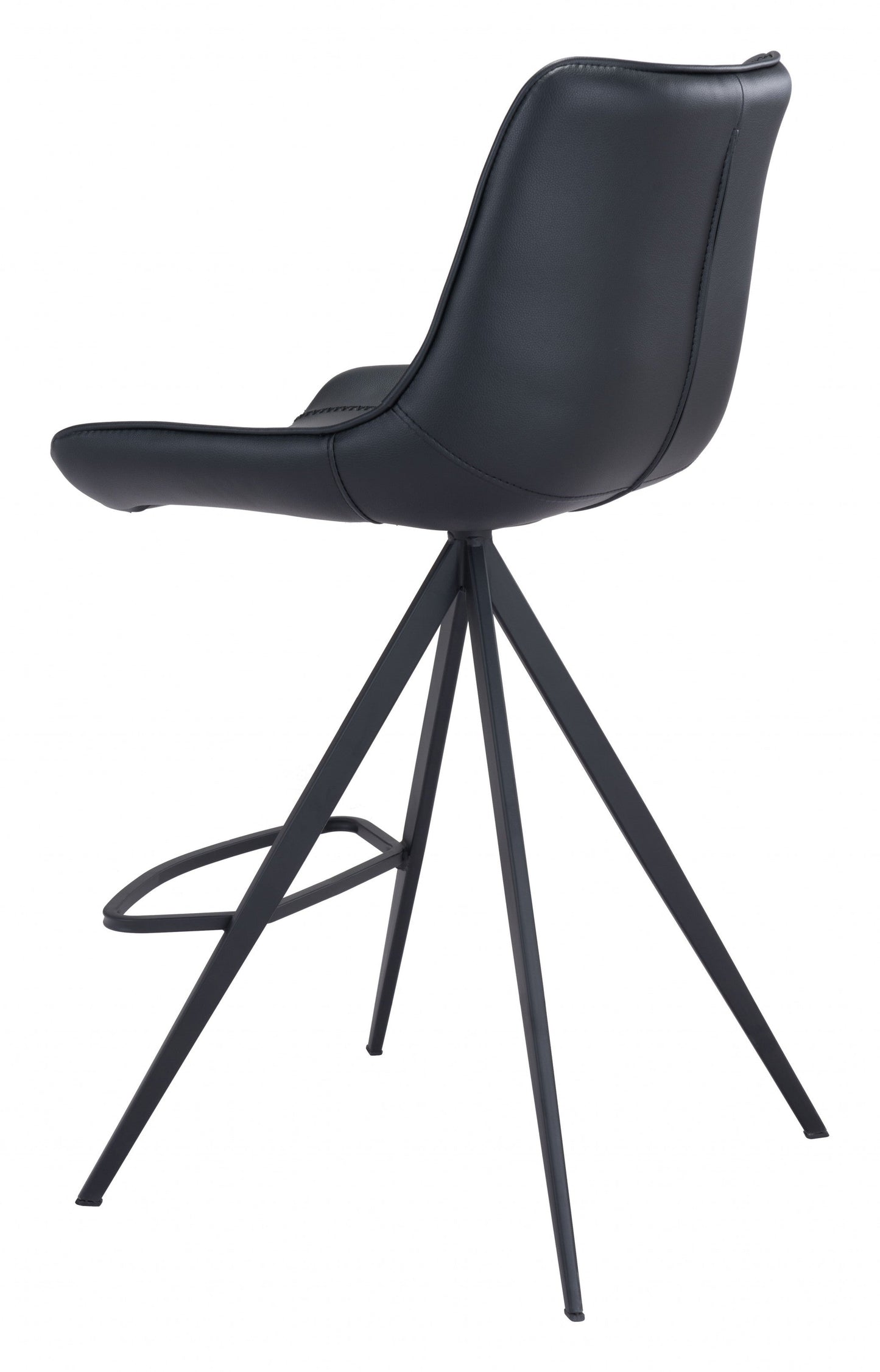 HomeRoots 26" Black Steel Low Back Counter Height Bar Chairs in Set of Two