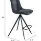 HomeRoots 26" Black Steel Low Back Counter Height Bar Chairs in Set of Two