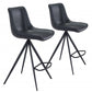 HomeRoots 26" Black Steel Low Back Counter Height Bar Chairs in Set of Two