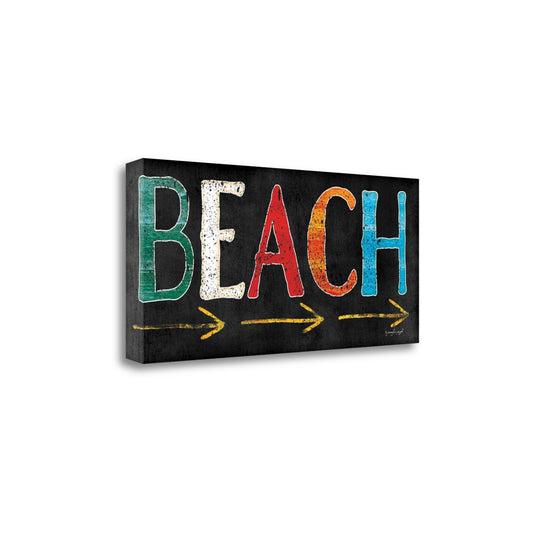 HomeRoots 26" Bright Beach Sign Giclee Print on Gallery Wrap Canvas Wall Art