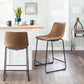 HomeRoots 26" Brown And Black Steel Low Back Counter Height Bar Chairs in Set of Four