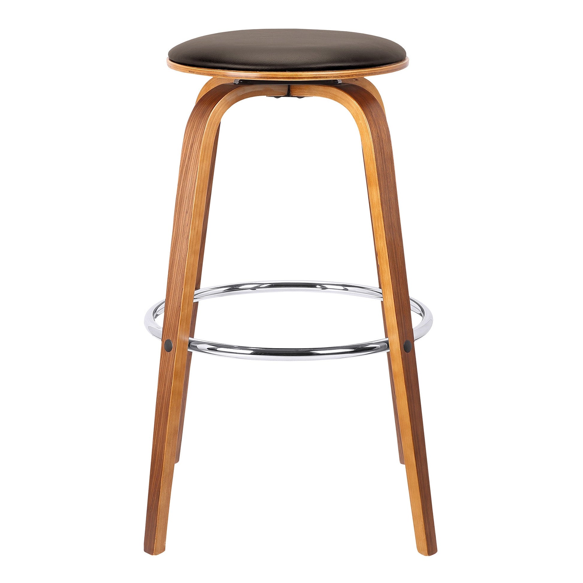 HomeRoots 26" Brown Faux Leather Backless Modern Swivel Bar Stool