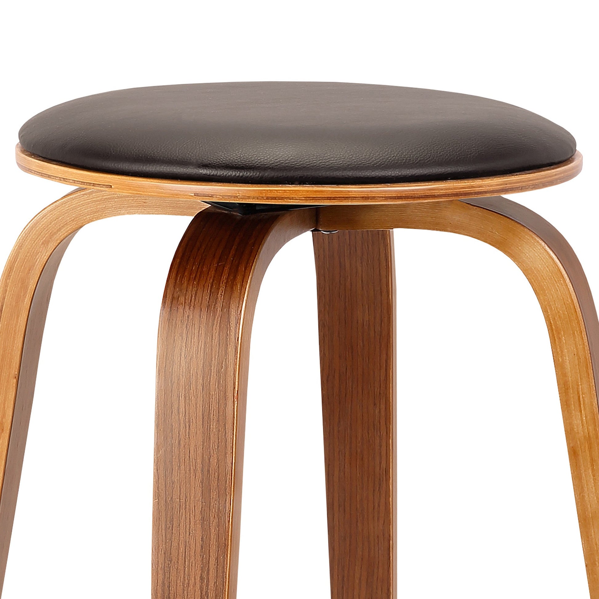 HomeRoots 26" Brown Faux Leather Backless Modern Swivel Bar Stool