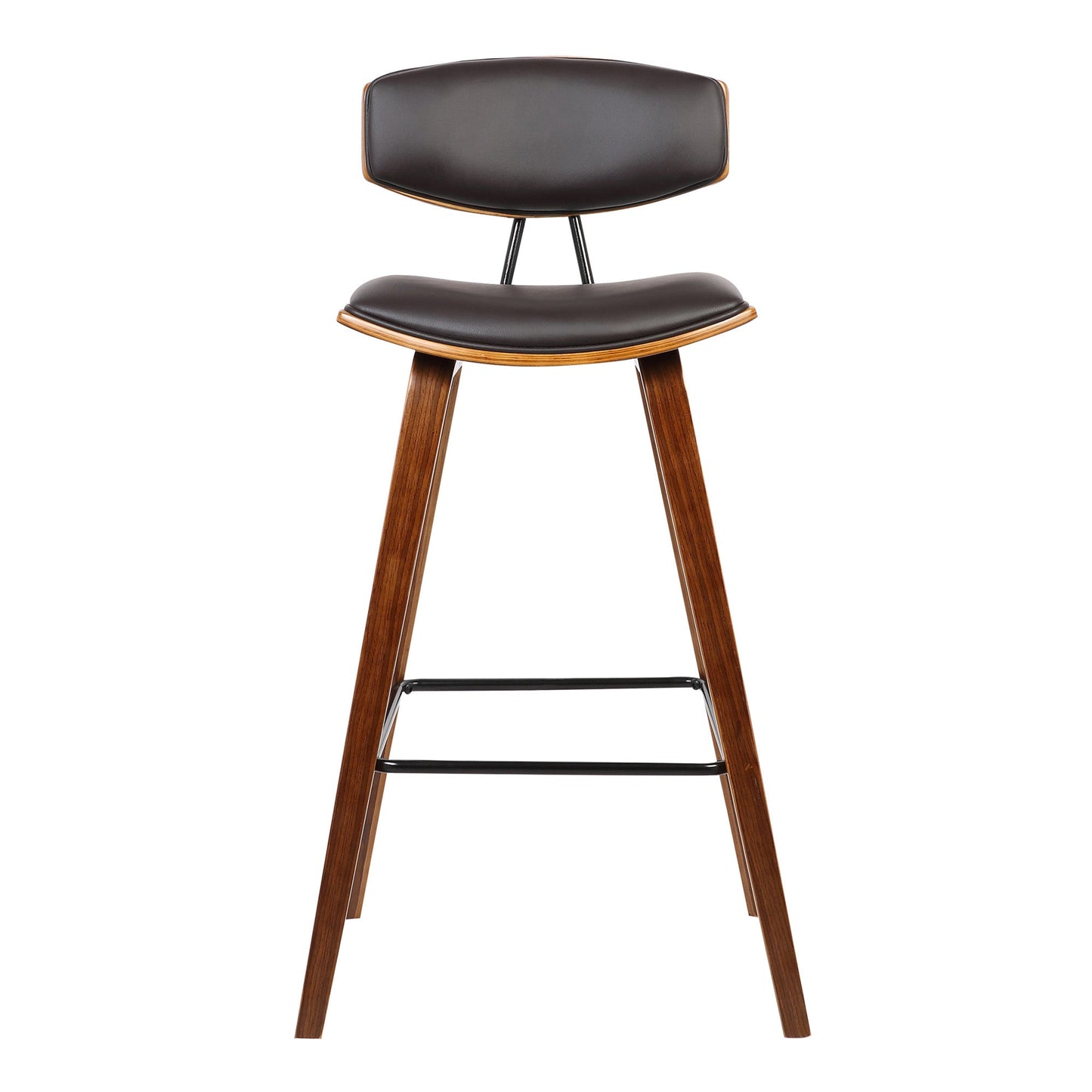 HomeRoots 26" Brown Faux Leather Mid Century Modern Bar Stool