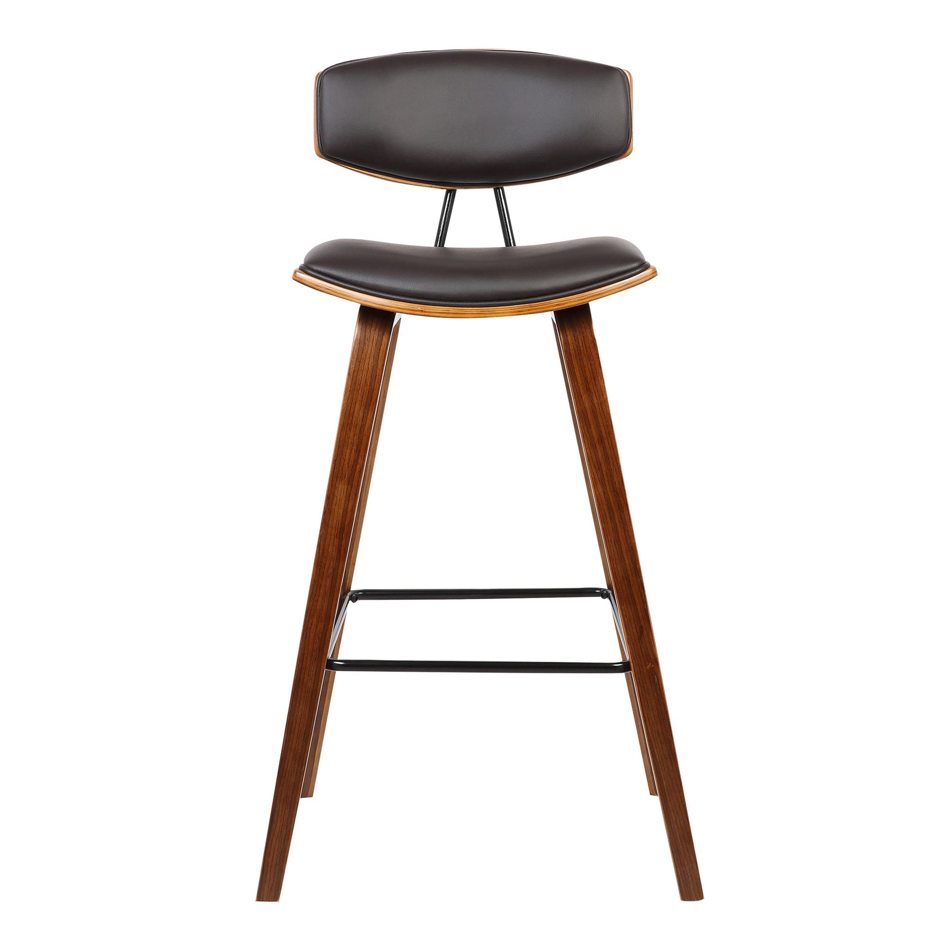 HomeRoots 26" Brown Faux Leather Mid Century Modern Bar Stool