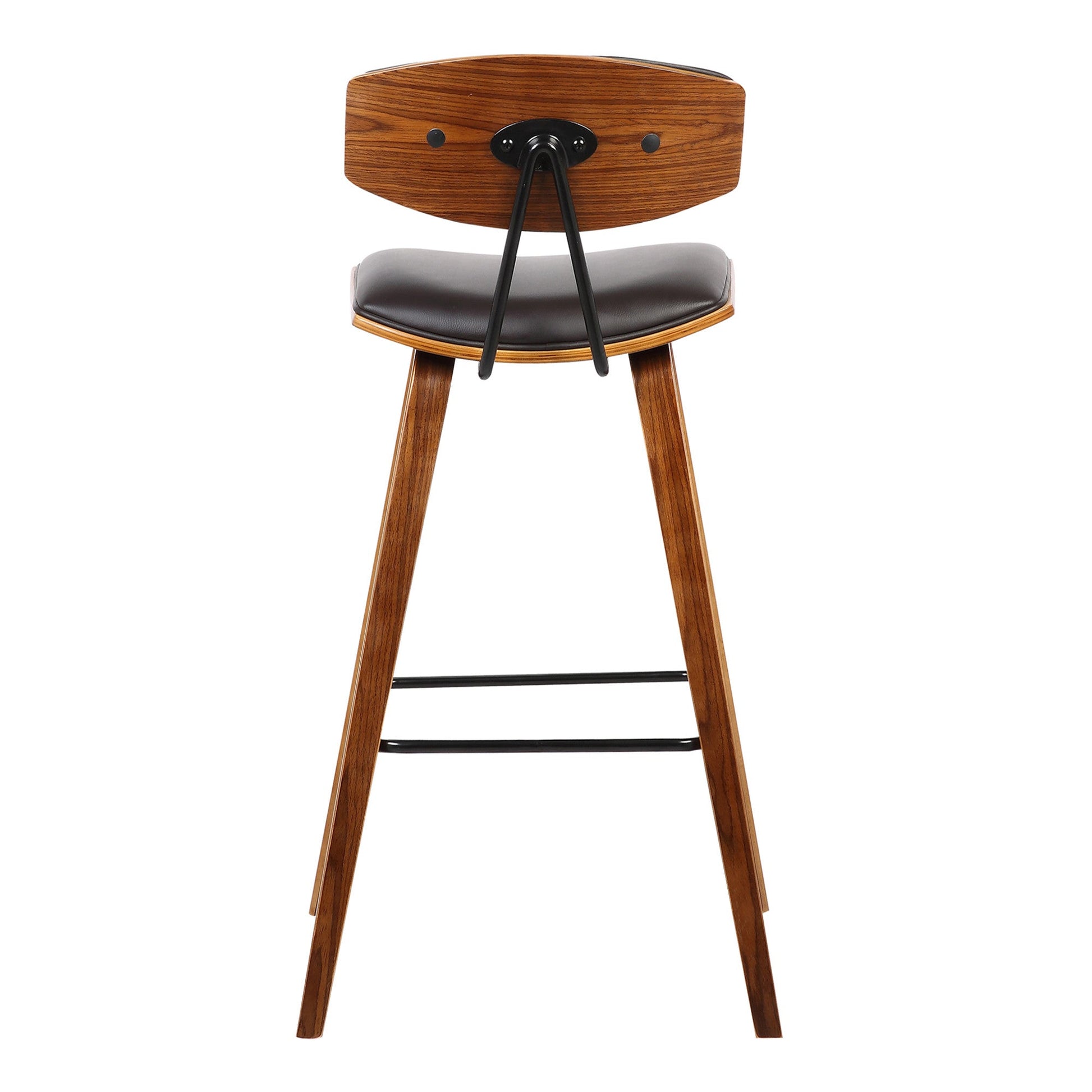 HomeRoots 26" Brown Faux Leather Mid Century Modern Bar Stool