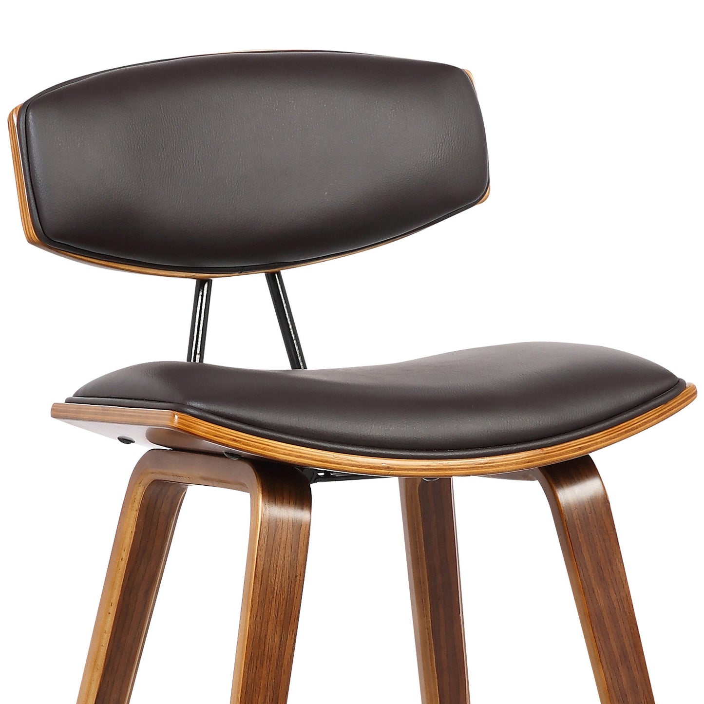 HomeRoots 26" Brown Faux Leather Mid Century Modern Bar Stool