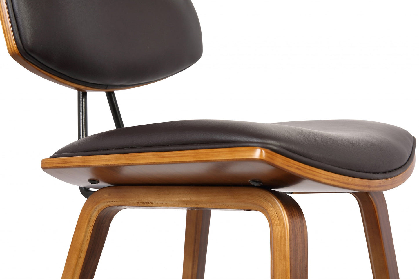 HomeRoots 26" Brown Faux Leather Mid Century Modern Bar Stool
