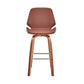 HomeRoots 26" Brown Faux Leather Swivel Seat Wooden Bar Stool