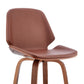 HomeRoots 26" Brown Faux Leather Swivel Seat Wooden Bar Stool