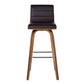 HomeRoots 26" Brown Faux Leather Wooden Swivel Bar Stool