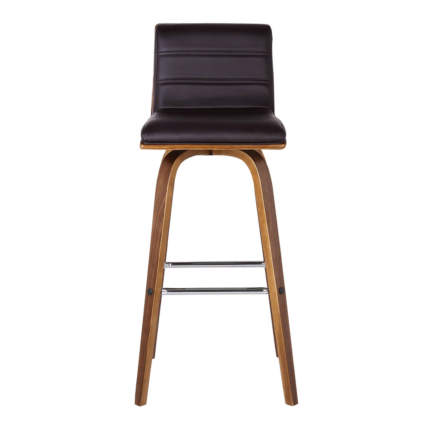 HomeRoots 26" Brown Faux Leather Wooden Swivel Bar Stool