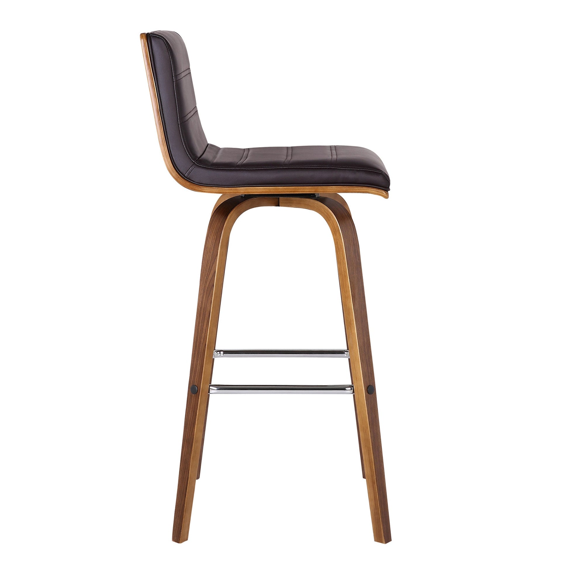 HomeRoots 26" Brown Faux Leather Wooden Swivel Bar Stool