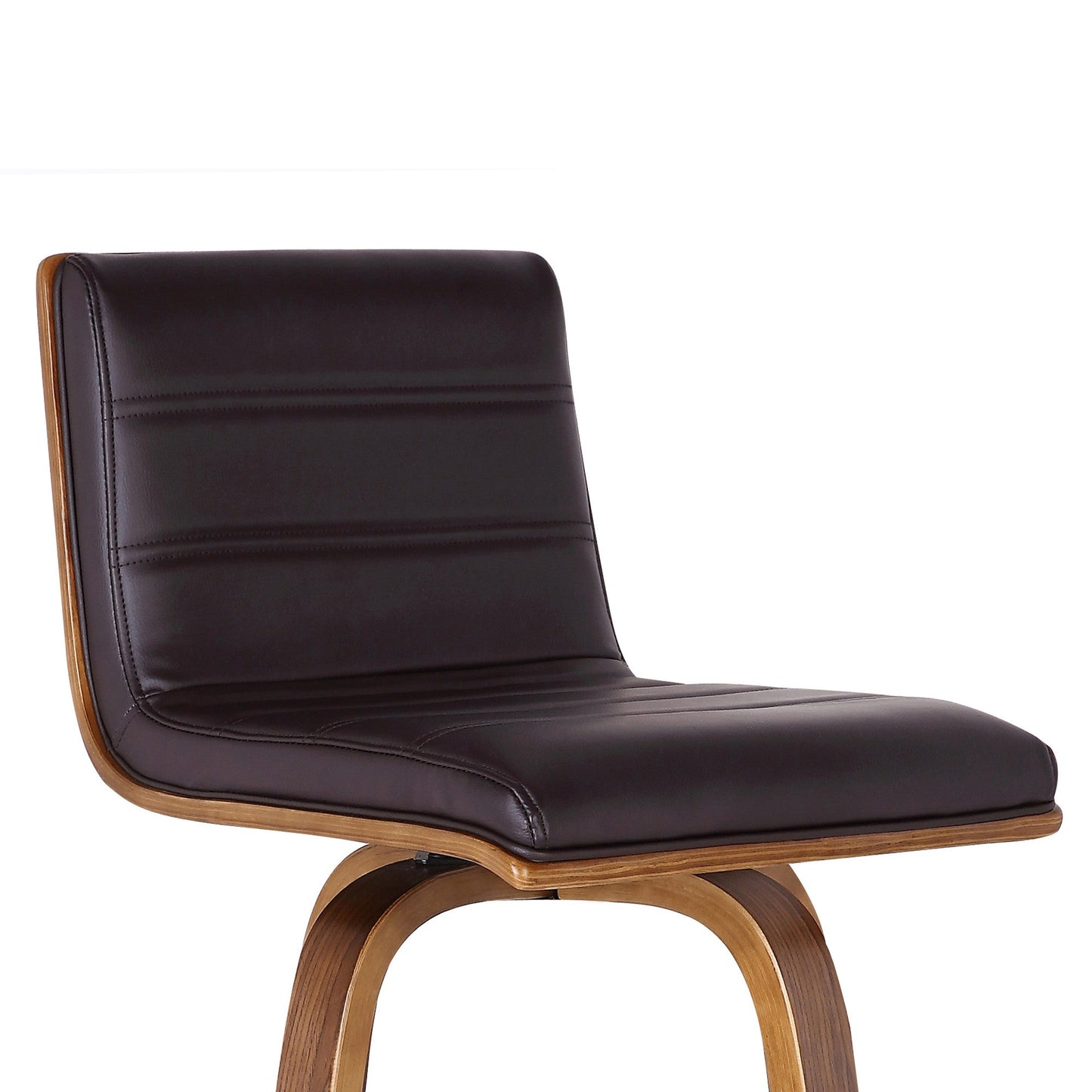 HomeRoots 26" Brown Faux Leather Wooden Swivel Bar Stool