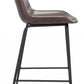 HomeRoots 26" Brown Low Back Counter Height Bar Chair With Black Steel Base
