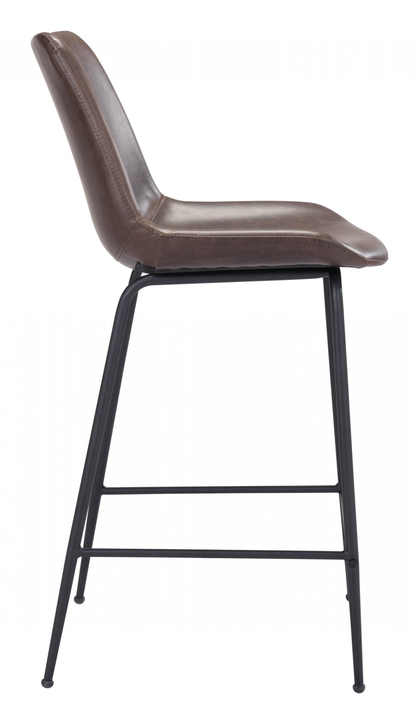 HomeRoots 26" Brown Low Back Counter Height Bar Chair With Black Steel Base