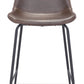 HomeRoots 26" Brown Low Back Counter Height Bar Chair With Black Steel Base