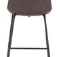 HomeRoots 26" Brown Low Back Counter Height Bar Chair With Black Steel Base