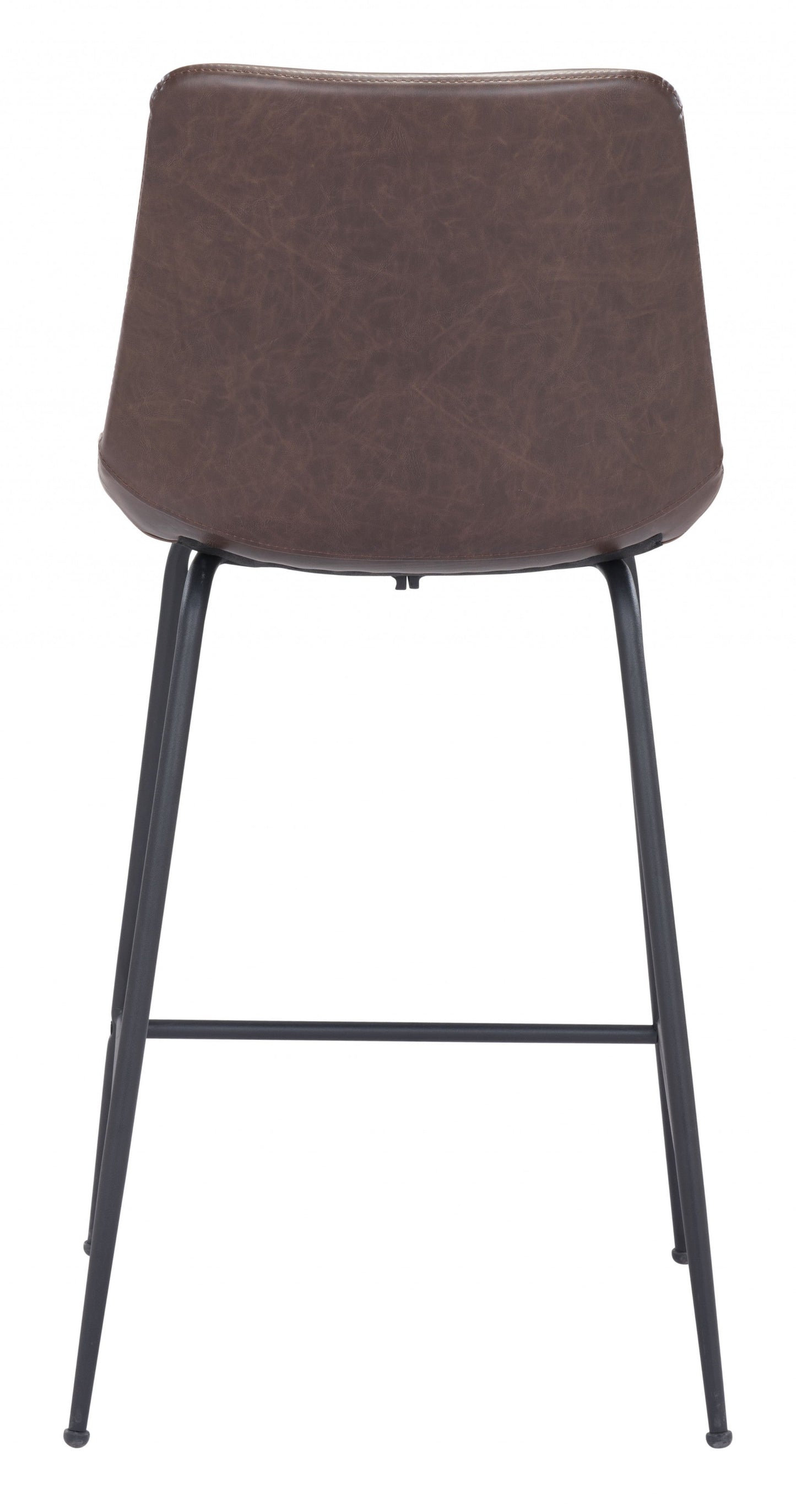HomeRoots 26" Brown Low Back Counter Height Bar Chair With Black Steel Base