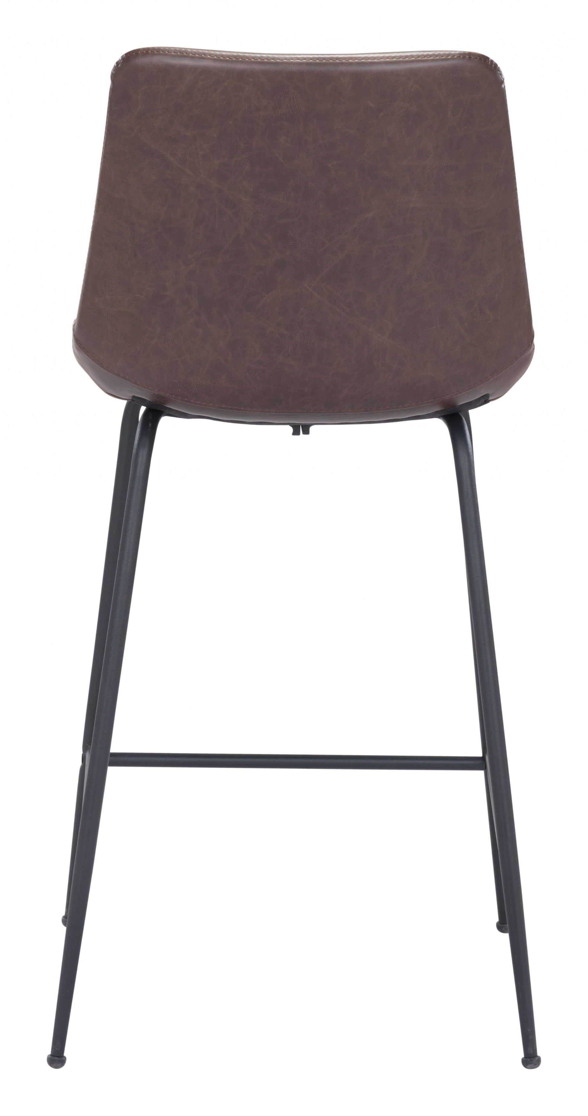 HomeRoots 26" Brown Low Back Counter Height Bar Chair With Black Steel Base