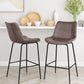 HomeRoots 26" Brown Low Back Counter Height Bar Chair With Black Steel Base