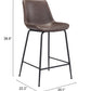 HomeRoots 26" Brown Low Back Counter Height Bar Chair With Black Steel Base