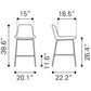 HomeRoots 26" Brown Low Back Counter Height Bar Chair With Black Steel Base