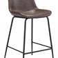 HomeRoots 26" Brown Low Back Counter Height Bar Chair With Black Steel Base