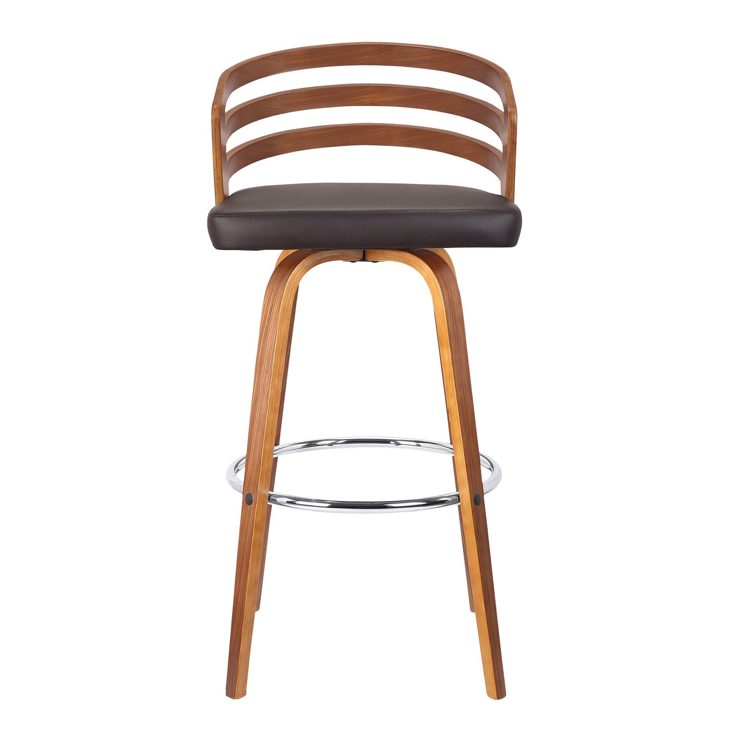 HomeRoots 26" Brown Modern Faux Leather Swivel Bar Stool