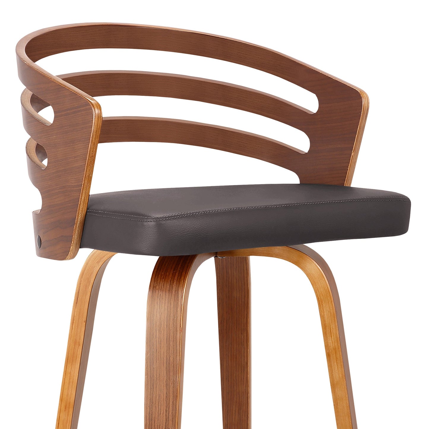 HomeRoots 26" Brown Modern Faux Leather Swivel Bar Stool