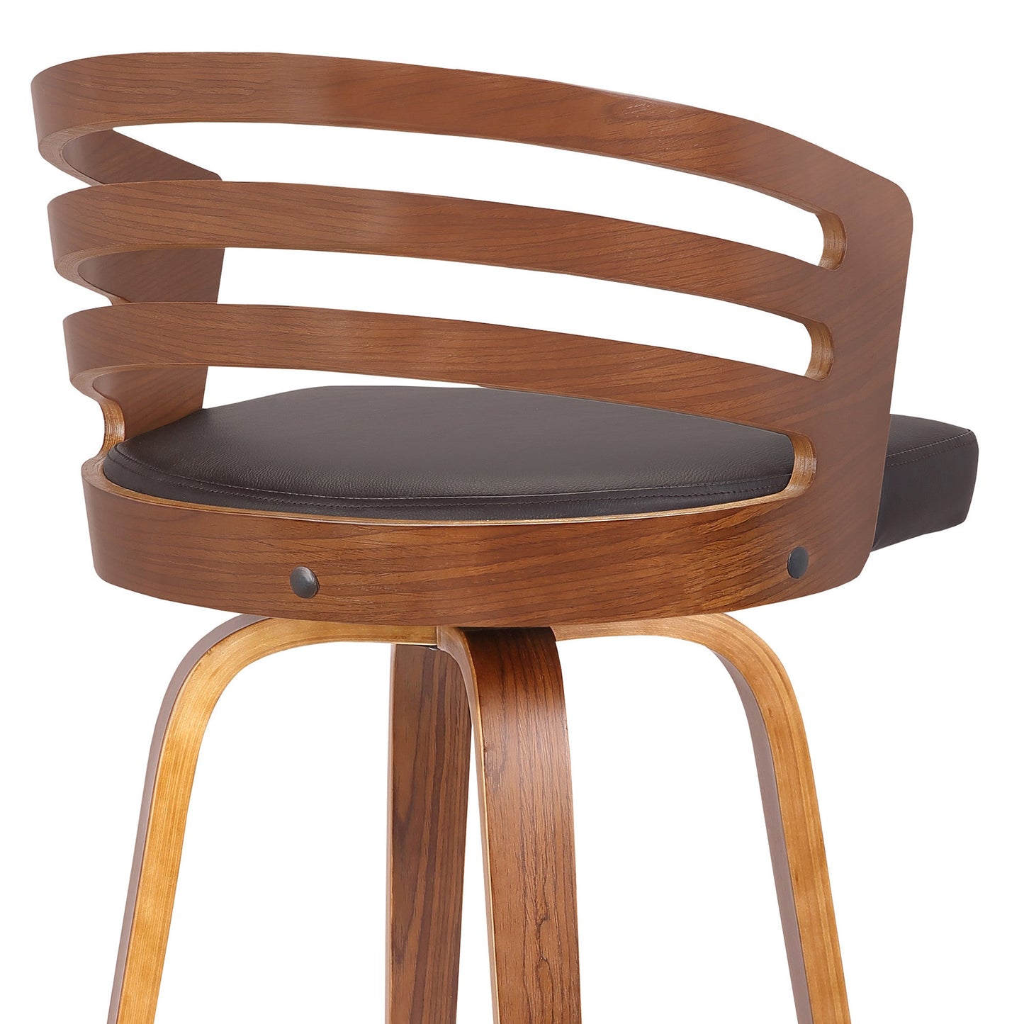 HomeRoots 26" Brown Modern Faux Leather Swivel Bar Stool
