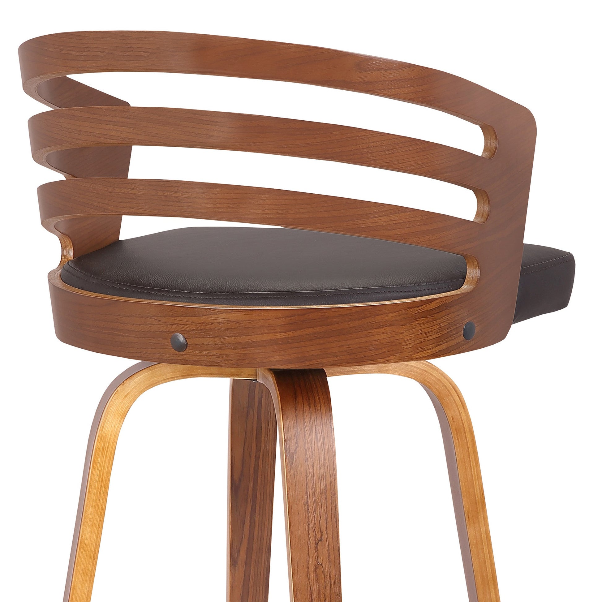 HomeRoots 26" Brown Modern Faux Leather Swivel Bar Stool